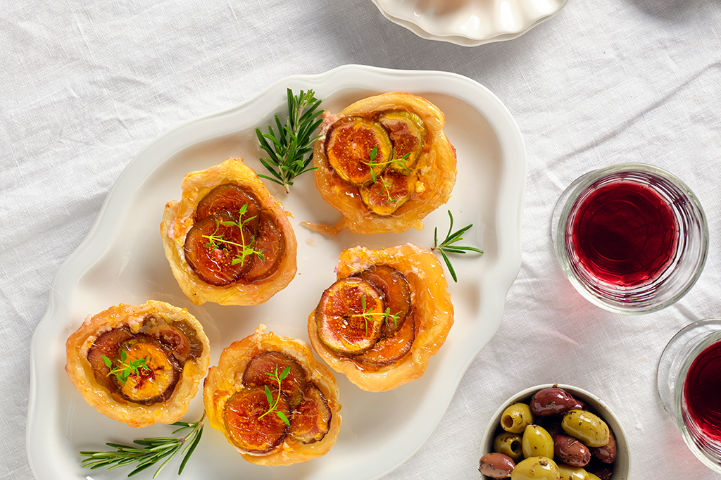 Mini tarte tatin med Chèvre, fikon och sirap